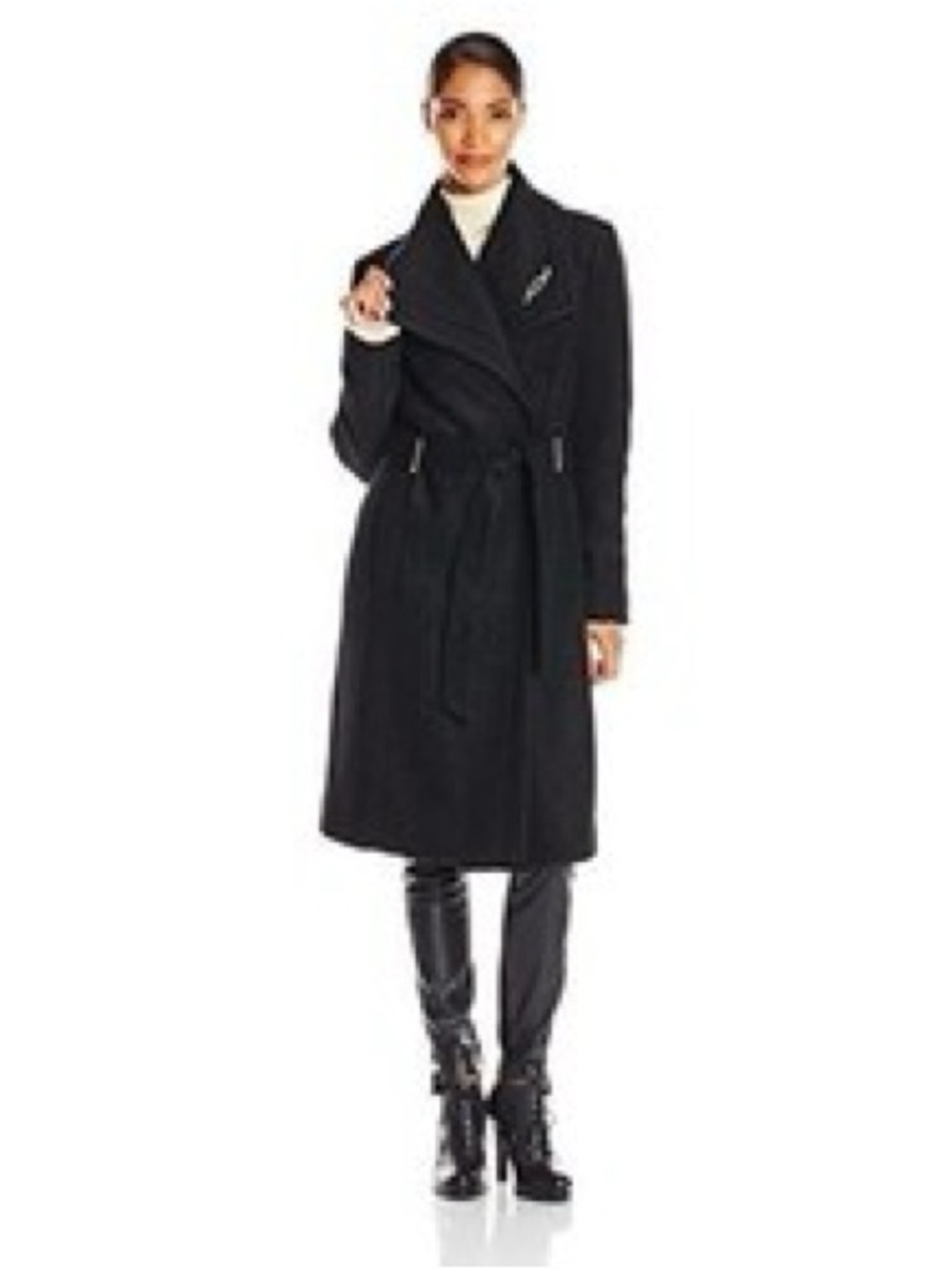 Ivanka Trump Black Long Belted Wrap Trench Coat